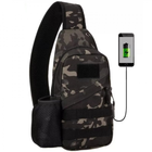 Армейская сумка рюкзак с USB портом Защитник 129-BC черный камуфляж - изображение 5