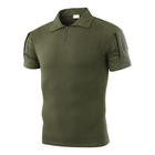 Тактическая футболка с коротким рукавом Lesko A416 Green XXL мужская на змейке с карманами камуфляжная - изображение 2