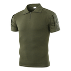 Тактическая футболка с коротким рукавом Lesko A416 Green S мужская на змейке с карманами камуфляжная убокс - изображение 13