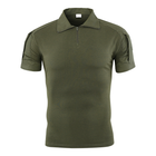 Тактическая футболка с коротким рукавом Lesko A416 Green S мужская на змейке с карманами камуфляжная убокс - изображение 14