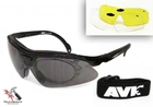 Спортивные защитные очки со сменными линзами с диоптриями AVK Veloce black тактические - зображення 1
