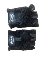 Рукавички без пальців, тактичні рукавички без пальців зі шкіри+сiтка (пара), колір чорний - зображення 5