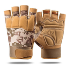 Перчатки тактические безпалые военные-армейские CAMO с защитой костяшек кулака дышащие, боевые XL Песочный HW-OJ07-2 - изображение 3