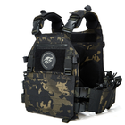 Плитоноска-тактический быстросъемный военный жилет BUCKSGEAR MULTICAM с подсумками под шесть рожков , лазерная резка системы MOLLE Камуфляж VT-045 - изображение 1