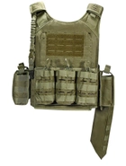 Плитоноска-тактический быстросъемный военный жилет YAKEDA с подсумками, точечным ремнем и с системой MOLLE Olive VTT-8190 - изображение 1