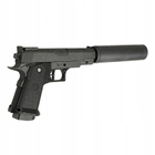 Страйкбольный пистолет G10A (COLT 1911 PD mini Black) с пульками и глушителем - изображение 2
