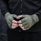 Тактические военные перчатки без пальцев (размер М) Цвет - Хаки - изображение 2