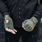 Тактические военные перчатки без пальцев (размер М) Цвет - Хаки - изображение 3