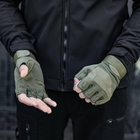 Тактические военные перчатки без пальцев (размер L) Цвет - Хаки - изображение 3