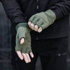 Тактичні військові рукавички без пальців (розмір L) Колір - Хакі - зображення 6