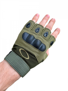 Тактичні рукавички військові із відкритими пальцями з кісточками колір олива розмір М 1 пара - зображення 4