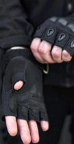 Перчатки UA Перчатки тактические военные беспалые черные без пальцев - изображение 4