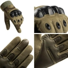 Перчатки тактические Combat-1; XL (22-24см); Полнопалые; Зеленые. Штурмовые перчатки Комбат ХЛ. - изображение 5