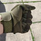 Перчатки тактические Combat-1; XXL (24-26см); Полнопалые; Зеленые. Штурмовые перчатки Комбат ХХЛ. - изображение 10