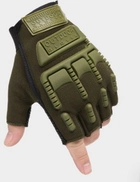 Штурмовые тактические перчатки без пальцев (универсальный размер) Хаки - изображение 1