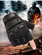 Штурмові тактичні рукавички без пальців (універсальний розмір) Чорний - зображення 6