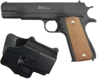 Страйкбольний спрінговий пістолет Galaxy Classic Colt M1911 з кобурою на кульках BB 6 мм металевий коричневий - зображення 1