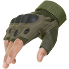 Перчатки тактические беспалые COMBAT размер XL цвет хаки с защитными вставками - изображение 1