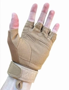 Перчатки тактические без пальцев COMBAT размер L летние песочные армейские штурмовые со вставками - изображение 2