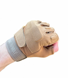 Перчатки тактические без пальцев COMBAT размер L летние песочные армейские штурмовые со вставками - изображение 3