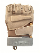 Перчатки тактические без пальцев COMBAT размер L летние песочные армейские штурмовые со вставками - изображение 4