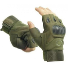Перчатки тактические беспалые COMBAT размер XL цвет хаки с защитными вставками - изображение 3