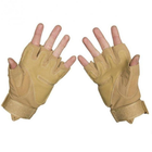 Перчатки тактические без пальцев COMBAT размер L летние песочные армейские штурмовые со вставками - изображение 6
