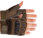 Перчатки тактические беспалые COMBAT размер XL цвет хаки с защитными вставками - изображение 5
