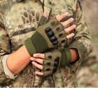 Перчатки тактические беспалые COMBAT размер XL цвет хаки с защитными вставками - изображение 8