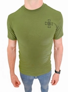 Футболка ЗСУ з хрестом, літня військова футболка Олива чоловіча, тактична футболка військовослужбовців ЗСУ Розмір XL (52) - зображення 1