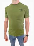 Футболка ЗСУ з хрестом, літня військова футболка Олива чоловіча, тактична футболка військовослужбовців ЗСУ Розмір 2XL (54) - зображення 3