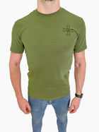 Футболка ЗСУ з хрестом, літня військова футболка Олива чоловіча, тактична футболка військовослужбовців ЗСУ Розмір L (50) - зображення 5