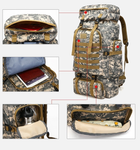 Рюкзак тактичний дорожній армійський для кемпінгу камуфляжний сірий 80 літрів - зображення 8