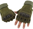 Перчатки тактические беспалые COMBAT размер L цвет хаки армейские штурмовые со вставками летние - изображение 3