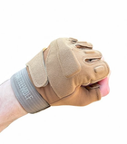 Перчатки тактические без пальцев COMBAT размер XL летние песочные армейские штурмовые со вставками - изображение 4