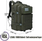 Военно-тактический рюкзак для мужчин и женщин 45L с пружинной системой, Цвет: Хаки - изображение 2