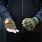 Тактичні рукавички, безпалі, з накладкою, хакі L - зображення 3