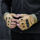 Тактические перчатки, беспалые, с накладкой, Cayote M - изображение 2
