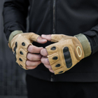 Тактические перчатки, беспалые, с накладкой, Cayote L - изображение 2