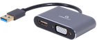 Адаптер-переходник Cablexpert USB Type A - HDMI, VGA 0.15 м Серый (A-USB3-HDMIVGA-01)