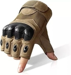 Перчатки тактические COMBAT без пальцев размер L летние цвет песочный со вставками штурмовые - изображение 2