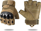 Перчатки тактические COMBAT без пальцев размер L летние цвет песочный со вставками штурмовые - изображение 4