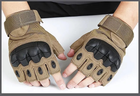 Перчатки тактические COMBAT без пальцев размер L летние цвет песочный со вставками штурмовые - изображение 7