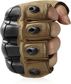 Перчатки тактические COMBAT без пальцев размер XL летние цвет песочный со вставками штурмовые - изображение 2