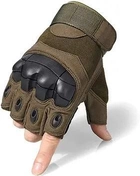 Перчатки тактические COMBAT без пальцев размер L летние цвет хаки со вставками штурмовые - изображение 2