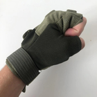 Перчатки тактические с открытыми пальцами летние с косточками Хаки - изображение 3