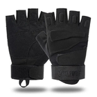 Перчатки тактические с открытыми пальцами летние с косточками Черные - изображение 1