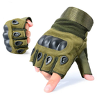 Перчатки тактические с открытыми пальцами летние с косточками Светлый Хаки - изображение 3