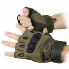 Перчатки тактические с открытыми пальцами летние с косточками Светлый Хаки - изображение 4