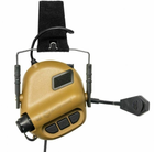 Навушники для стрільби Тактичні Мікрофон Кріплення на шолом Активні COYOTE EARMOR M32 Коричневий - изображение 5